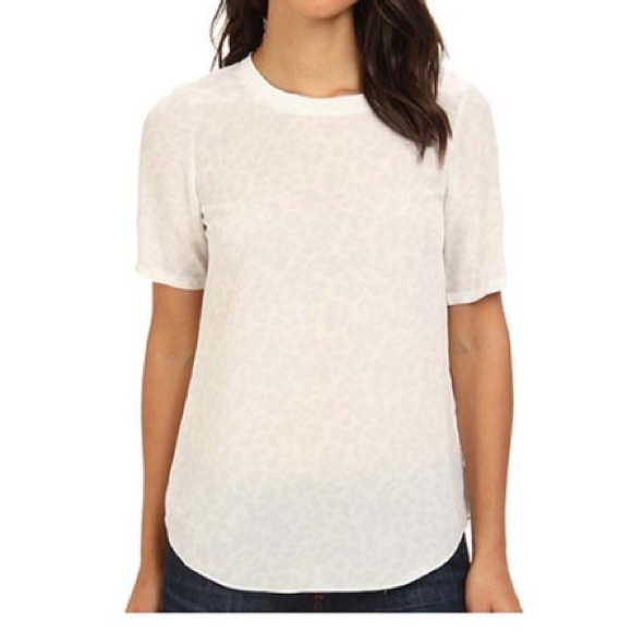 SOLD Rebecca Taylor Lynx Silk Tee in Snow Leopard - Picture 2 of 8